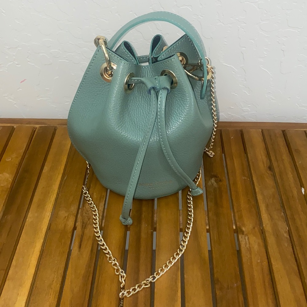 Anna Paola bucket pebbled leather drawstring bucket bag